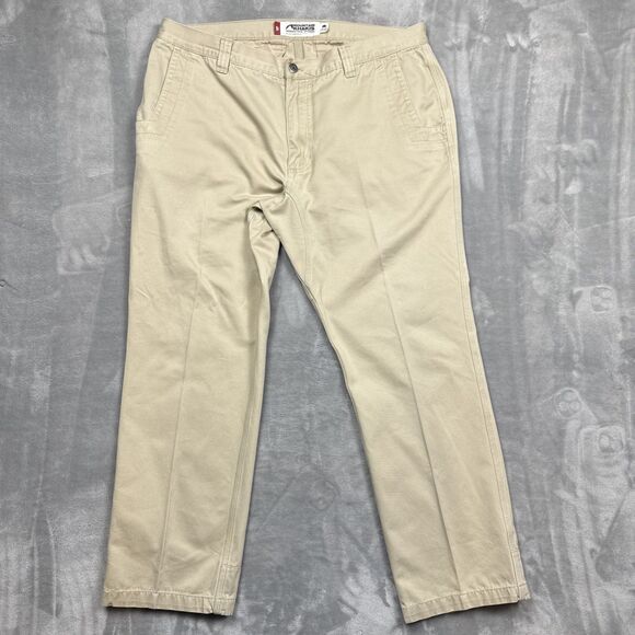 Mountain Khakis Pants Mens 40x30 Tan Khaki Slim Twill Flat Front Casual Outdoor - Picture 1 of 7